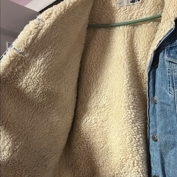 Topshop Cream Sherpa Lined Denim Jacket - Picture 8 of 12